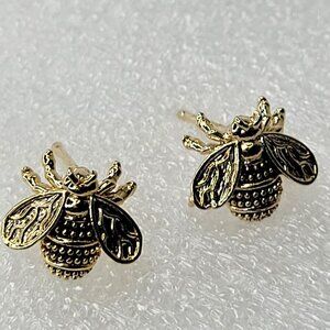 Bee Gold Tone Tiny Earrings
